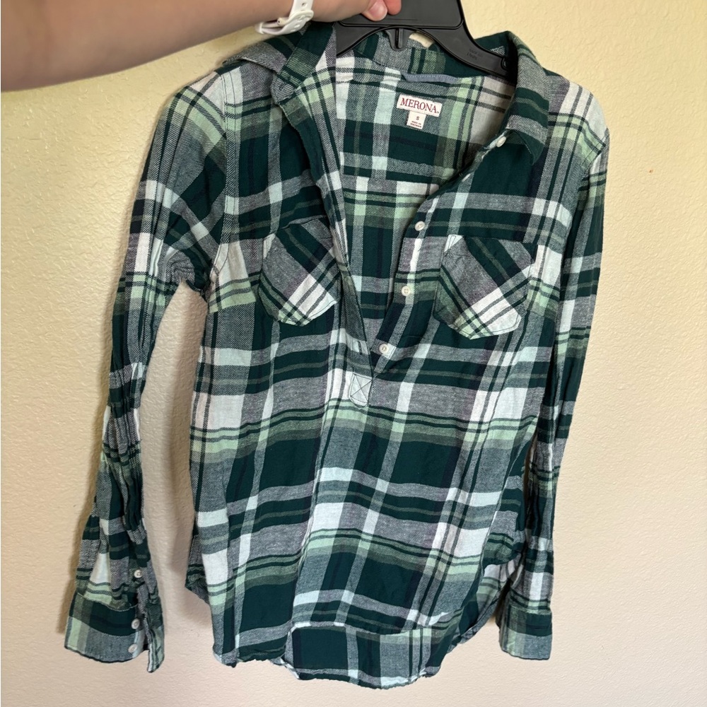 Merona Green and White Button Down Shirt